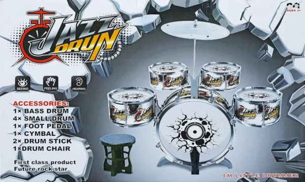 Big Band Kids Jazz Drum Set, Multi-Colored Mini Musical Instrument Toy Set - Image 3