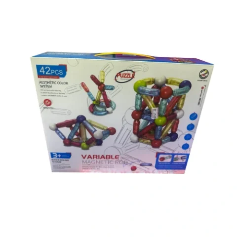 Variable Magnetic Rod Set – 42 Magnetic Building Blocks for Learning