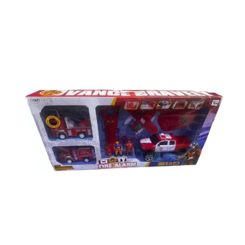 طقم سيارات إطفاء وإنقاذ – مع شخصيات وأدوات متكاملة 🚒🔥