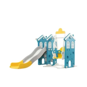 مركز لعب Little Angel 5 في 1 – فيه زحليقة، مرجيحة، طوق كرة سلة، درج، ونشاطات ممتعة، مناسب للأطفال الصغار للعب داخل البيت أو بالحوش، آمن وممتع من عمر سنة وفوق