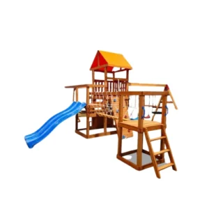 Gorilla Playground Wooden Swing Set With Climbing Wall