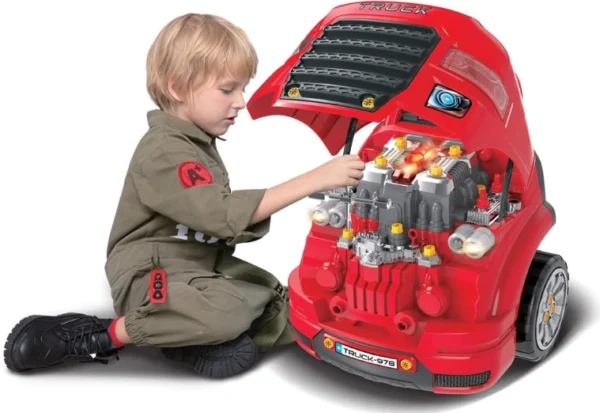 Qaba Kids Truck Engine Toy, Kids Mechanic Car Repair - Image 4