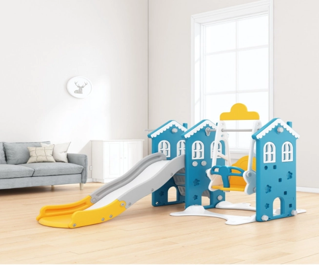 مركز لعب Little Angel 5 في 1 – فيه زحليقة، مرجيحة، طوق كرة سلة، درج، ونشاطات ممتعة، مناسب للأطفال الصغار للعب داخل البيت أو بالحوش، آمن وممتع من عمر سنة وفوق - الصورة 3
