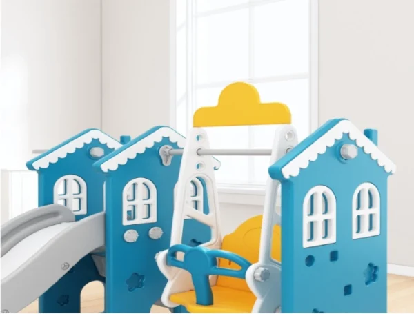 ⁦مركز لعب Little Angel 5 في 1 – فيه زحليقة، مرجيحة، طوق كرة سلة، درج، ونشاطات ممتعة، مناسب للأطفال الصغار للعب داخل البيت أو بالحوش، آمن وممتع من عمر سنة وفوق⁩ - الصورة ⁦4⁩