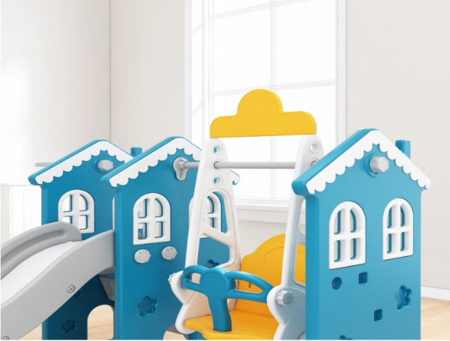 مركز لعب Little Angel 5 في 1 – فيه زحليقة، مرجيحة، طوق كرة سلة، درج، ونشاطات ممتعة، مناسب للأطفال الصغار للعب داخل البيت أو بالحوش، آمن وممتع من عمر سنة وفوق - الصورة 4