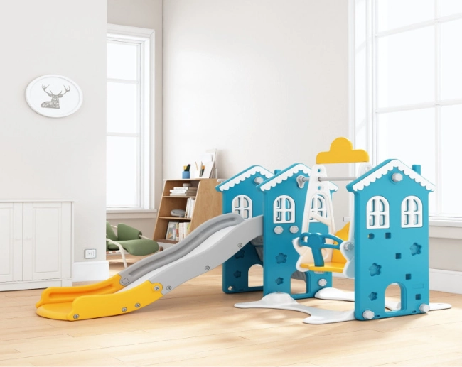 مركز لعب Little Angel 5 في 1 – فيه زحليقة، مرجيحة، طوق كرة سلة، درج، ونشاطات ممتعة، مناسب للأطفال الصغار للعب داخل البيت أو بالحوش، آمن وممتع من عمر سنة وفوق - الصورة 5