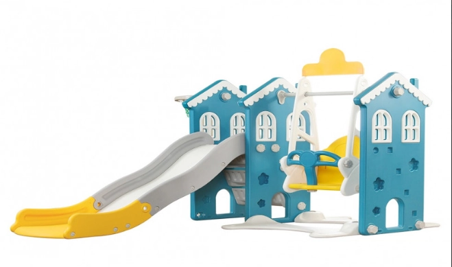 مركز لعب Little Angel 5 في 1 – فيه زحليقة، مرجيحة، طوق كرة سلة، درج، ونشاطات ممتعة، مناسب للأطفال الصغار للعب داخل البيت أو بالحوش، آمن وممتع من عمر سنة وفوق - الصورة 6