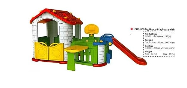Indoor activity playhouse with playpen slide table n chair for kids - Image 3