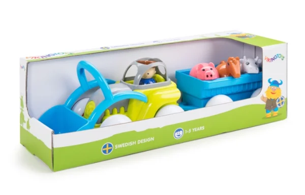 ⁦طقم لعبة تراكتور من Viking Toys مع مقطورة، رجل و3 حيوانات – لعبة تعليمية وممتعة للأطفال، تنمي الخيال والتفاعل⁩ - الصورة ⁦2⁩