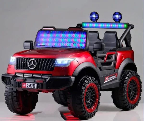 ⁦🚗🔥 سيارة كهربائية أطفال لونها أحمر نار مع أضواء LED تخليها مميزة!⁩ - الصورة ⁦2⁩